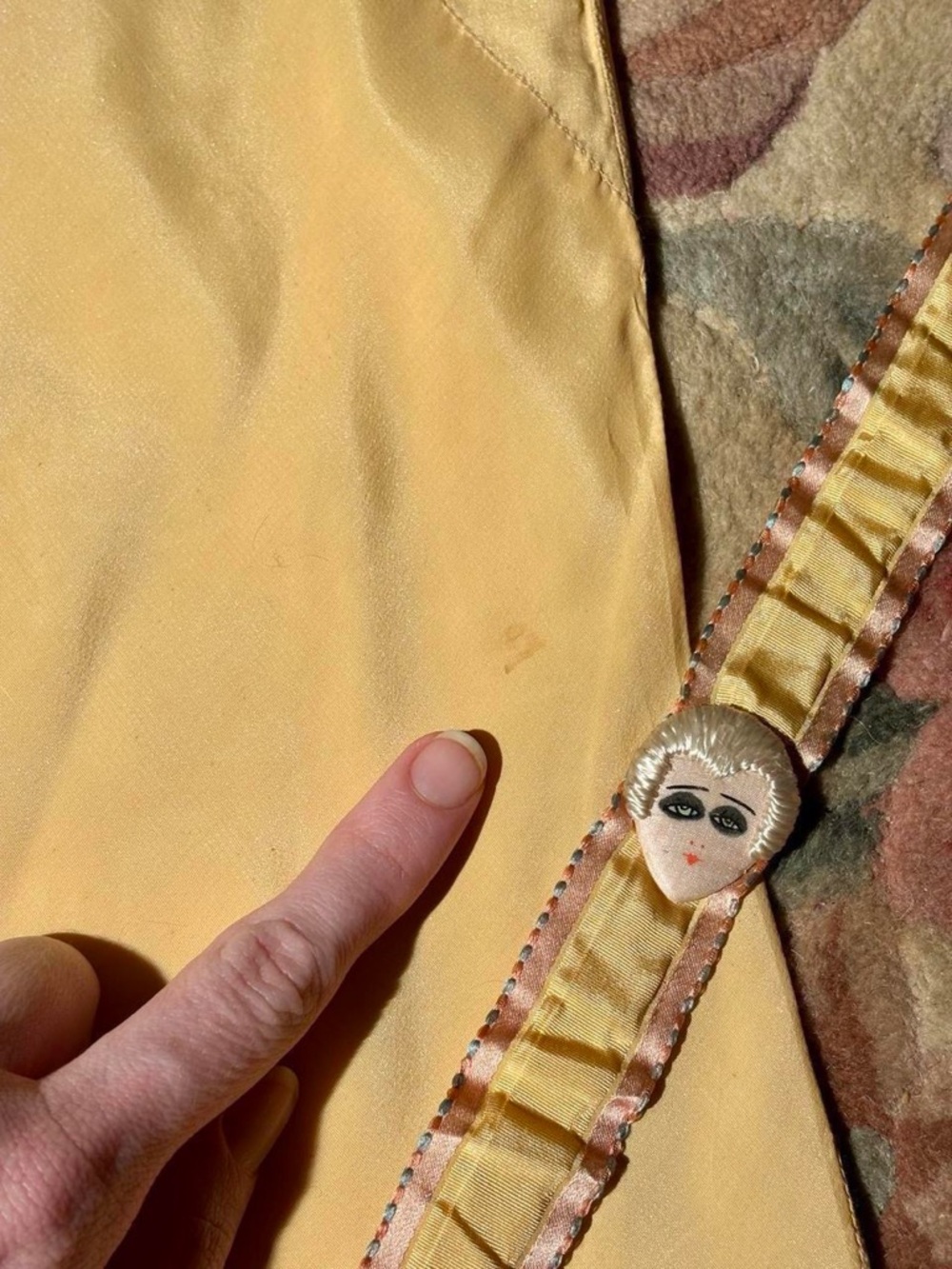 1930s Butter Yellow Bias Cut Rayon Slip Dress, Size M-L - Picture 8 of 8